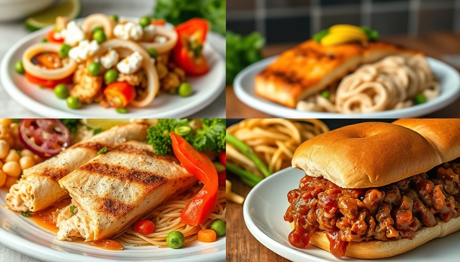 Delicious healthy dinner ideas collage with vibrant, colorful dishes.