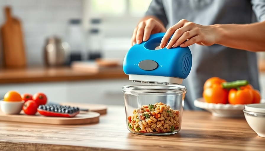 Person using vacuum sealing system in kitchen.