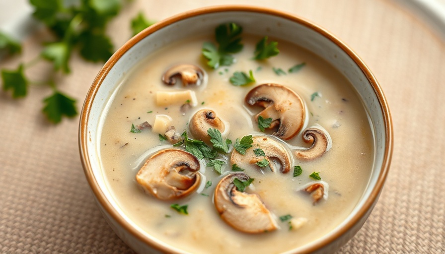 Creamy low-carb soup with mushrooms and herbs.