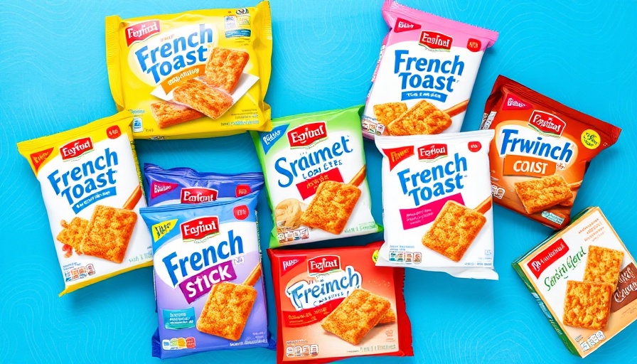 Colorful packaging of frozen French toast sticks varieties.