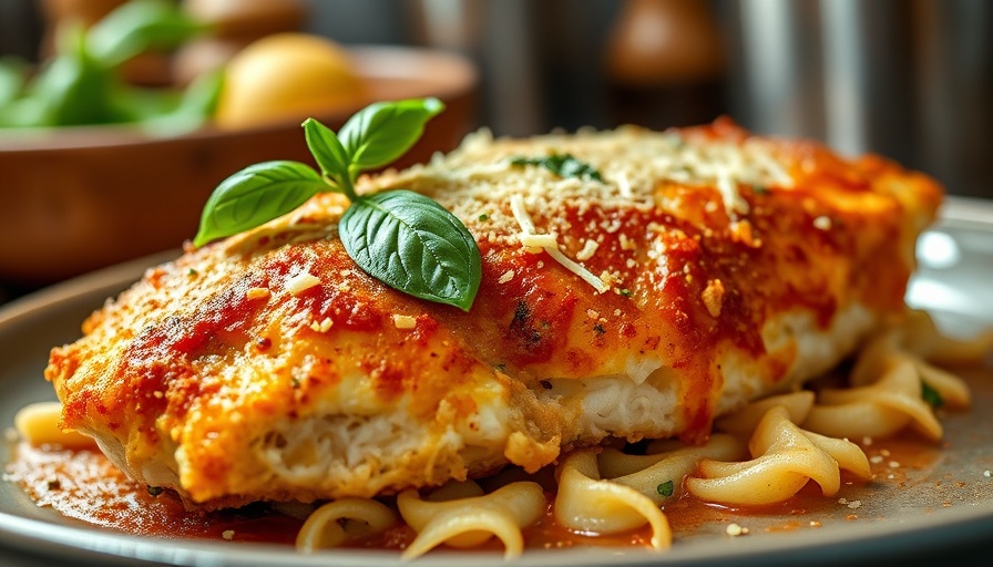 Delicious Chicken Parmesan with golden breadcrumb crust.