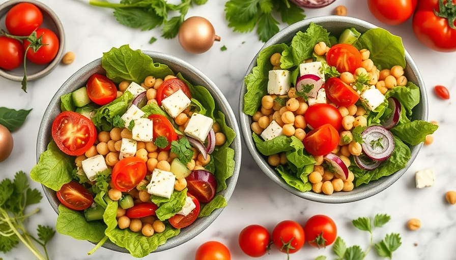 Vibrant Mediterranean salad with fresh ingredients in a bowl.