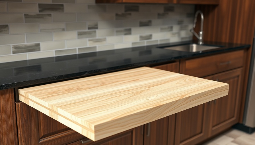 Sleek pull-out cutting board from kitchen cabinet, modern design