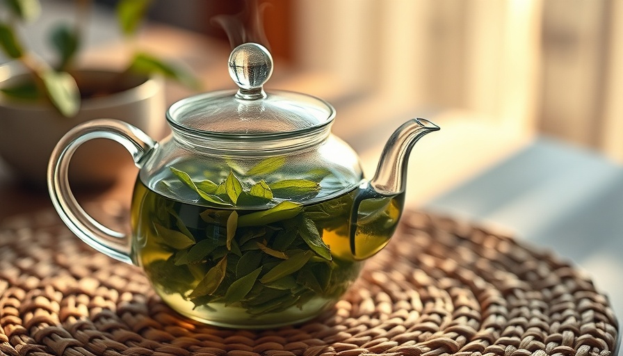 Elegant glass teapot showcasing green tea health benefits.