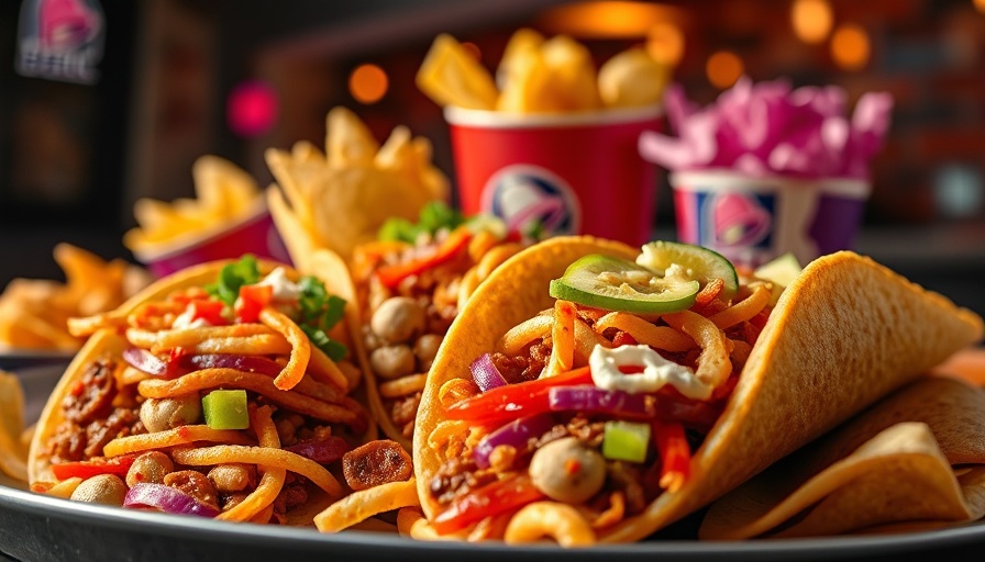 Taco Bell deals showcasing tacos, burritos, and drinks.