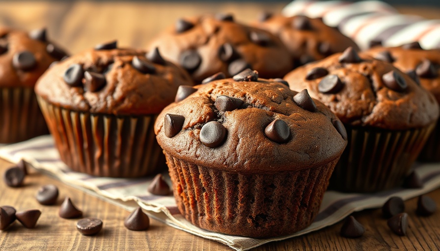 Chocolate chip sourdough muffins on a plate.