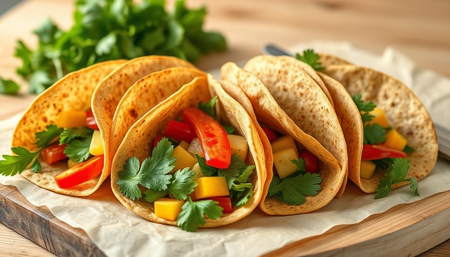 Zero-waste meals: vegetable-filled wheat tortillas on wood.