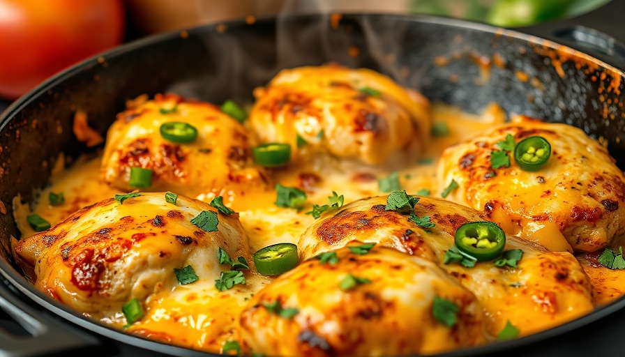 Delicious keto chicken skillet with cheese and herbs.