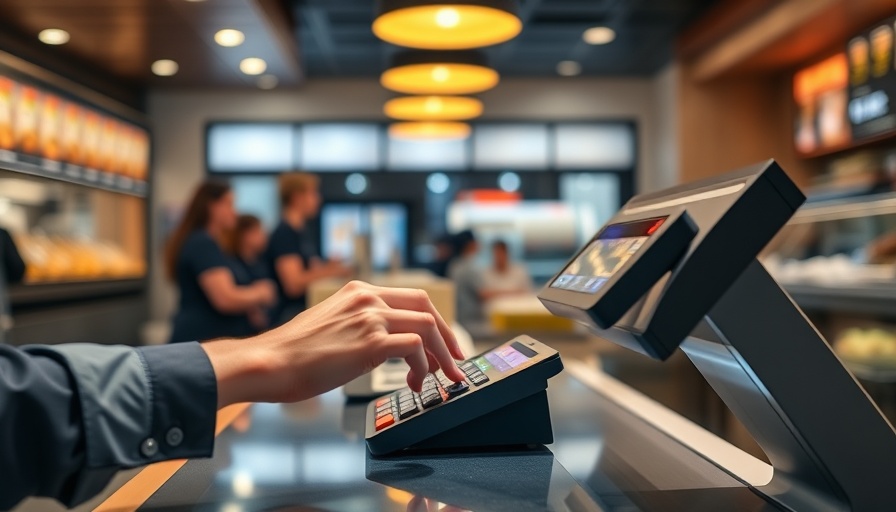 Fat Phill's busy restaurant counter with touch-screen registers.