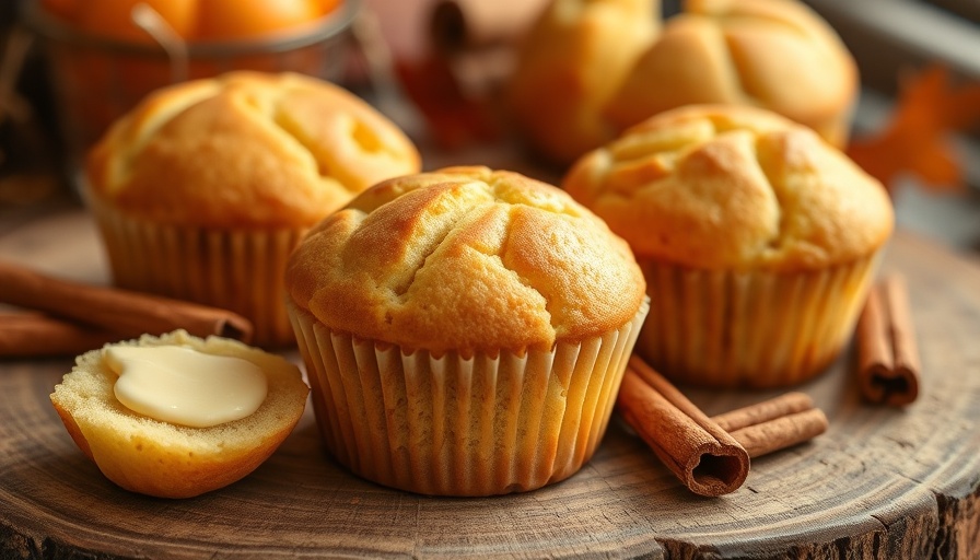 Copycat Cream Cheese Muffins with cinnamon sticks on rustic surface