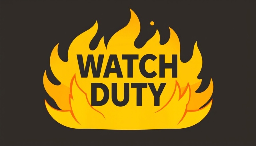 Abstract flames with 'Watch Duty' text for wildfire tracking