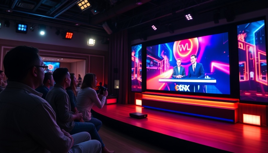 Vivid talk show on TV screen showcasing AI technology interface.