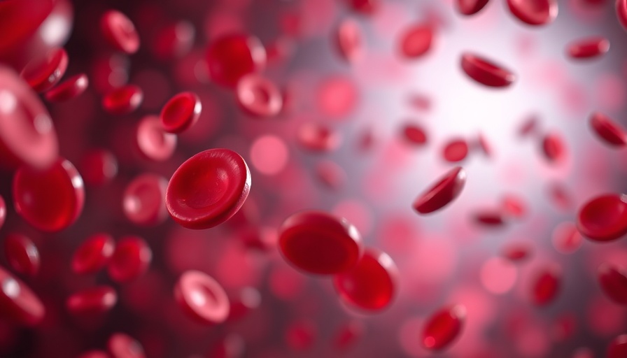 Artistic depiction of dynamic red blood cells, illustrating motion and life.