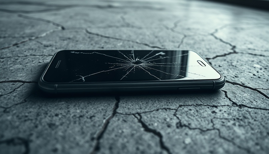 Broken smartphone on cracked concrete symbolizes challenges in Christian spiritual growth.