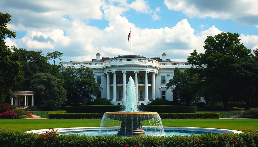 White House with fountain and greenery, AI export controls.