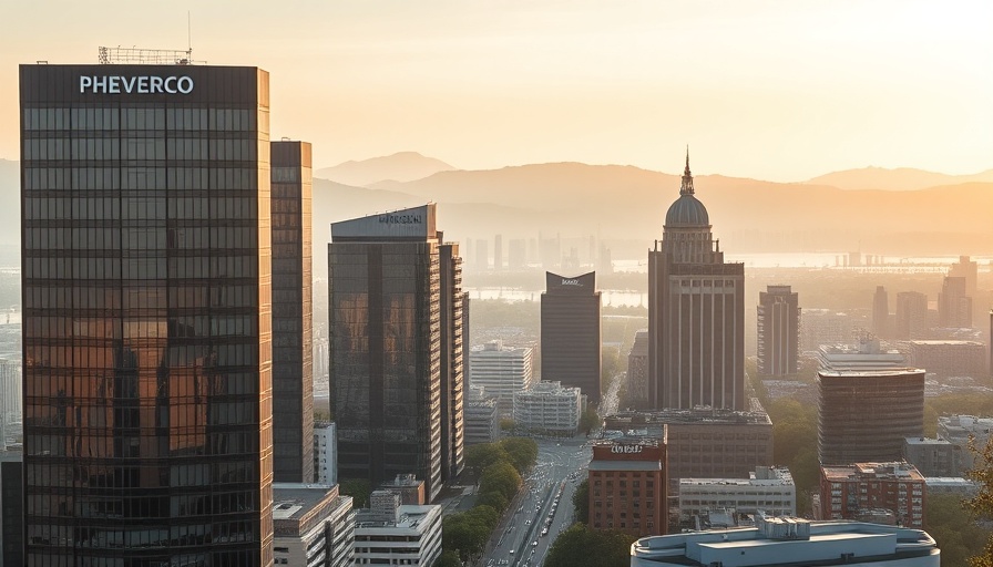 Urban development with office buildings, showcasing growth in financial software acquisition.