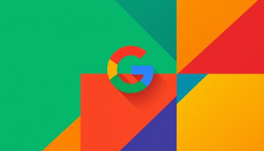 Minimalist Google logo design with bold colors and geometric shapes