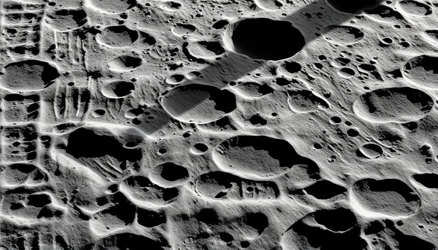 Lunar exploration: detailed view of moon's craters