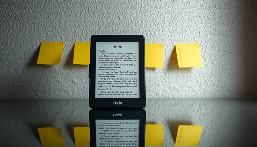 Refurbished Kindle Scribe displaying text with sticky note background.