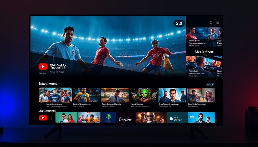 YouTube TV interface displaying live sports and channel options