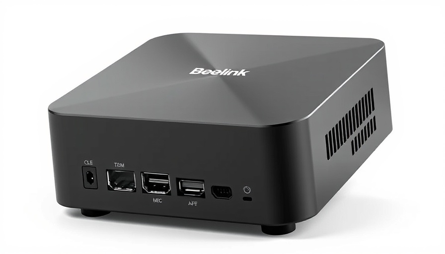 Beelink SER5 Pro mini PC with visible logos and ports.