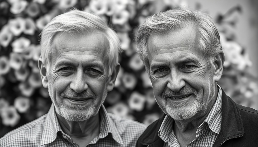 Pastors Accountability theme with two older men in focus, black and white portrait.