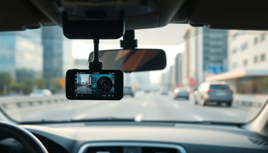 Smart dashcams capturing road view in car interior.