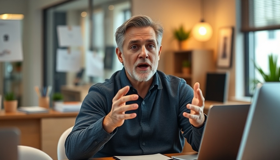 Man at desk discussing sacrifice and love in a cozy office setup.