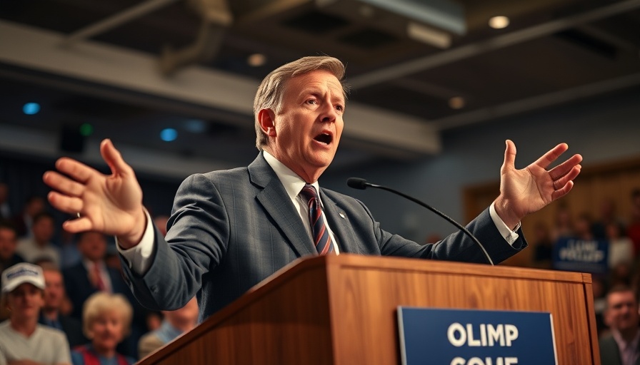 Politician speaking at a rally with vibrant lighting, TikTok.