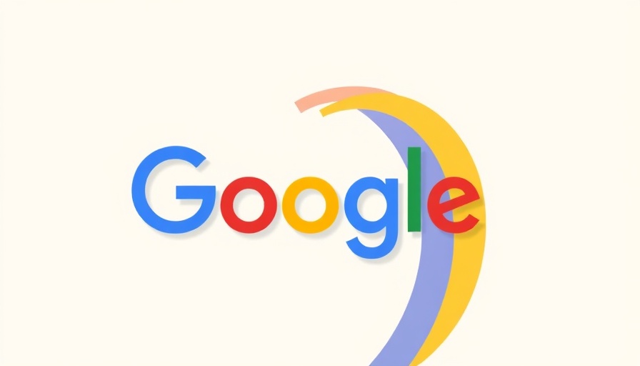 Abstract Google logo with colorful arcs on beige background