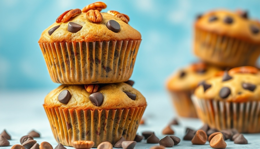 Delicious vegan muffins with pecans and chocolate chips