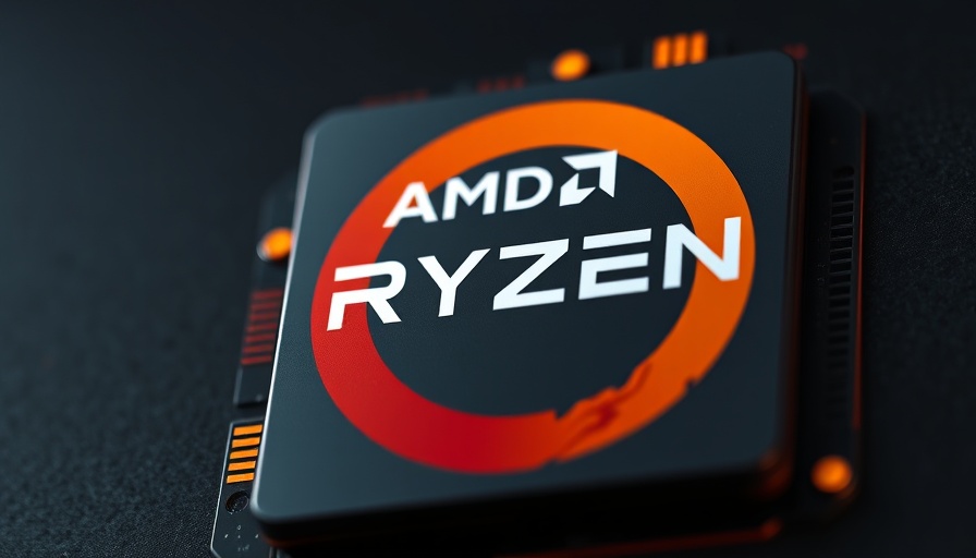 AMD Ryzen processor logo on dark background, orange emblem.