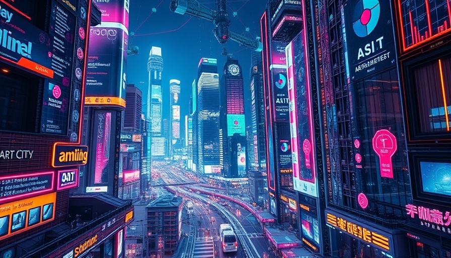 Futuristic digital cityscape highlighting enterprise technology predictions.