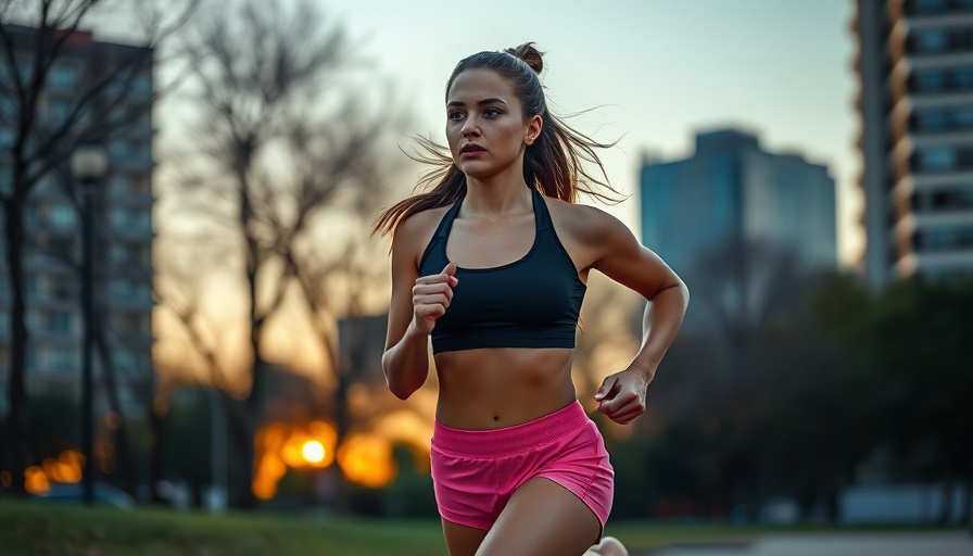 Determined athlete in HYROX fitness race running at sunset