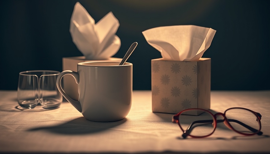 Cozy mug and tissues in a serene setting, River Valley Worship.