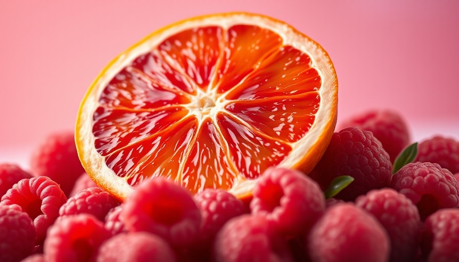 Raspberry and blood orange vibrant composition