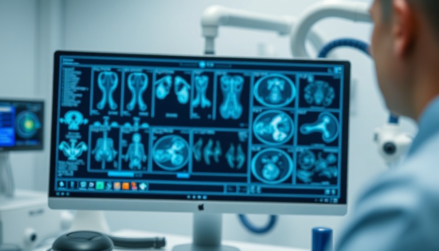 Advanced AI imaging on computer screen with medical scans.