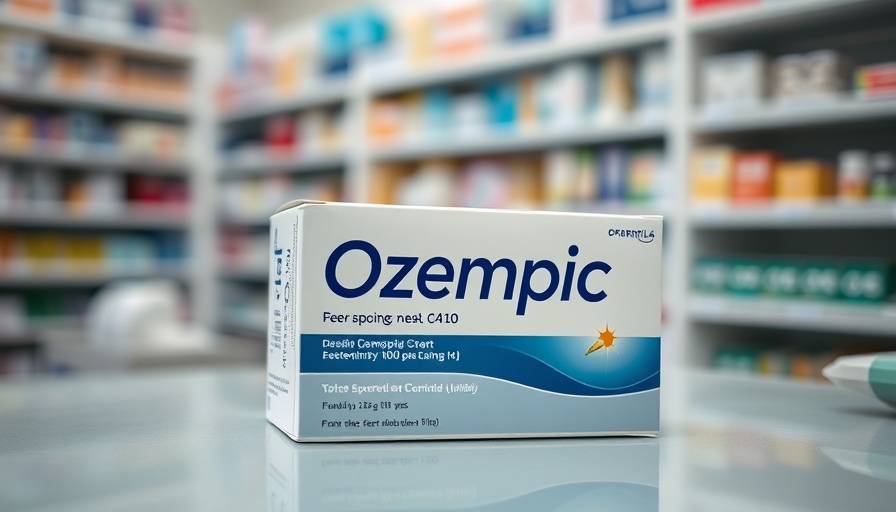 Ozempic approval related packaging in a pharmacy setting.