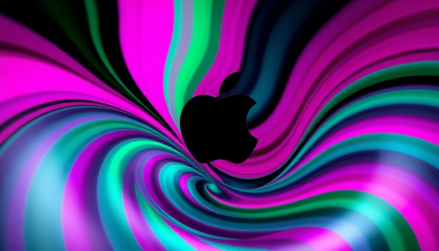 Vibrant Apple AI Innovations abstract design with optic waves.