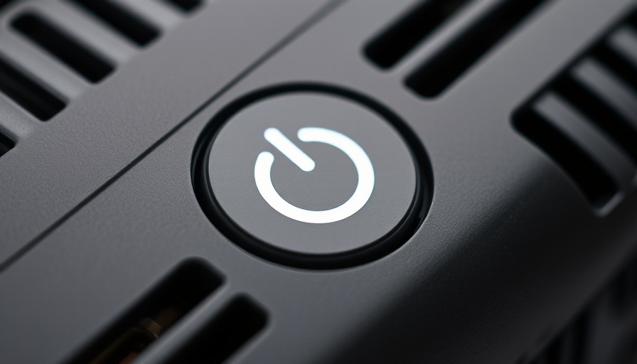 Power button symbol on black device corner, modern design