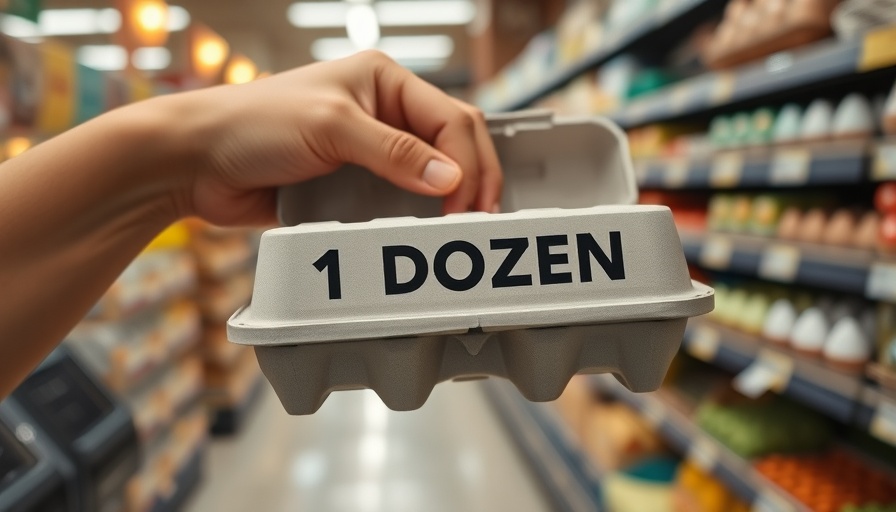 Close-up of a hand holding extra-large eggs carton in a store.