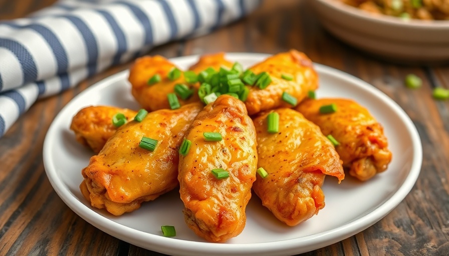 Golden lemon pepper wings with garnish on a plate.