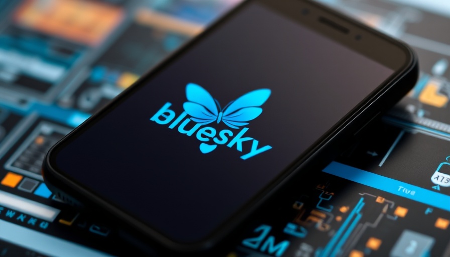 Bluesky logo on smartphone screen, emphasizing custom feeds.