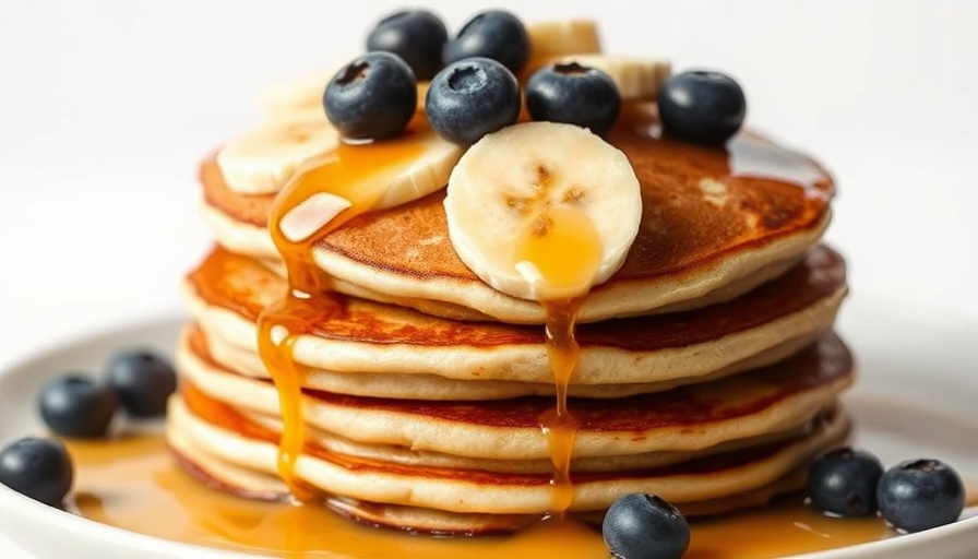 Anti-inflammatory breakfast with pancakes, berries, and syrup