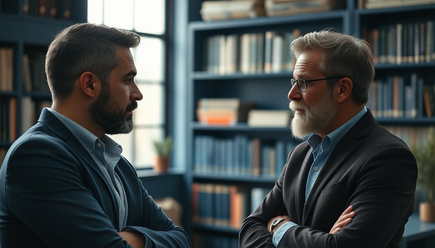 Men discussing faith concept in thoughtful setting, JD Vance Faith.