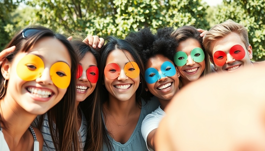 Group of friends taking a selfie with untagged faces outdoors.