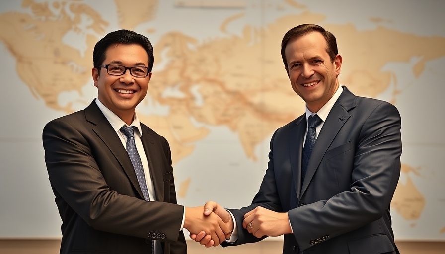 Men in suits shaking hands in front of a map discussing Gaza control.