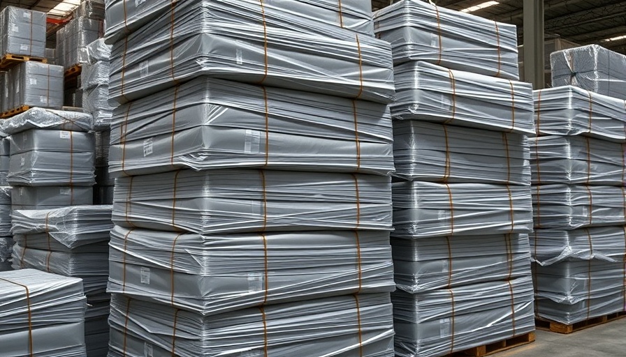 Stacks of grey shipping packages highlight tariffs impact on logistics.