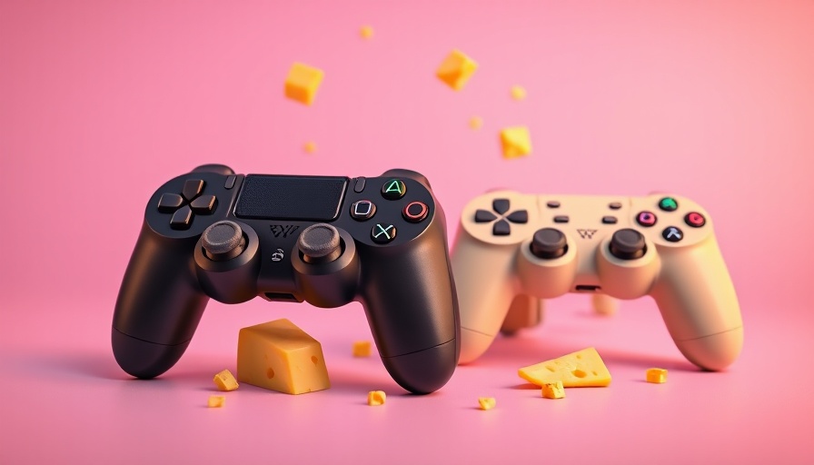 Humorous image of gaming controllers with cheese representing 'cheesing in gaming'.