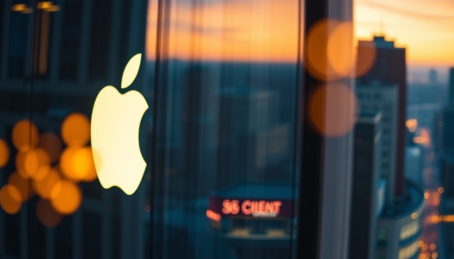 Apple building with glowing logo at dusk, symbolizing iCloud encryption.